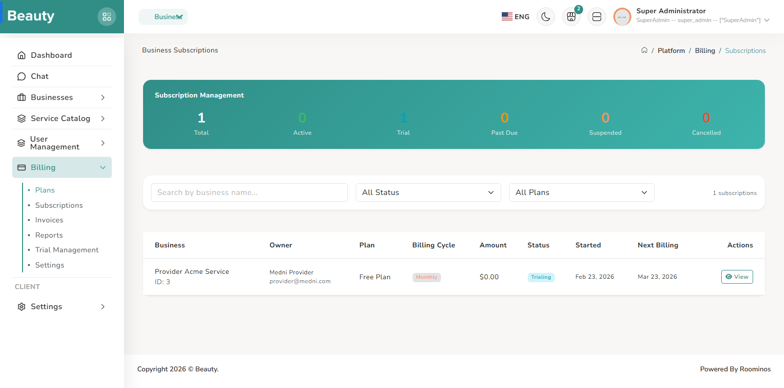 Billing / Subscriptions screenshot 1