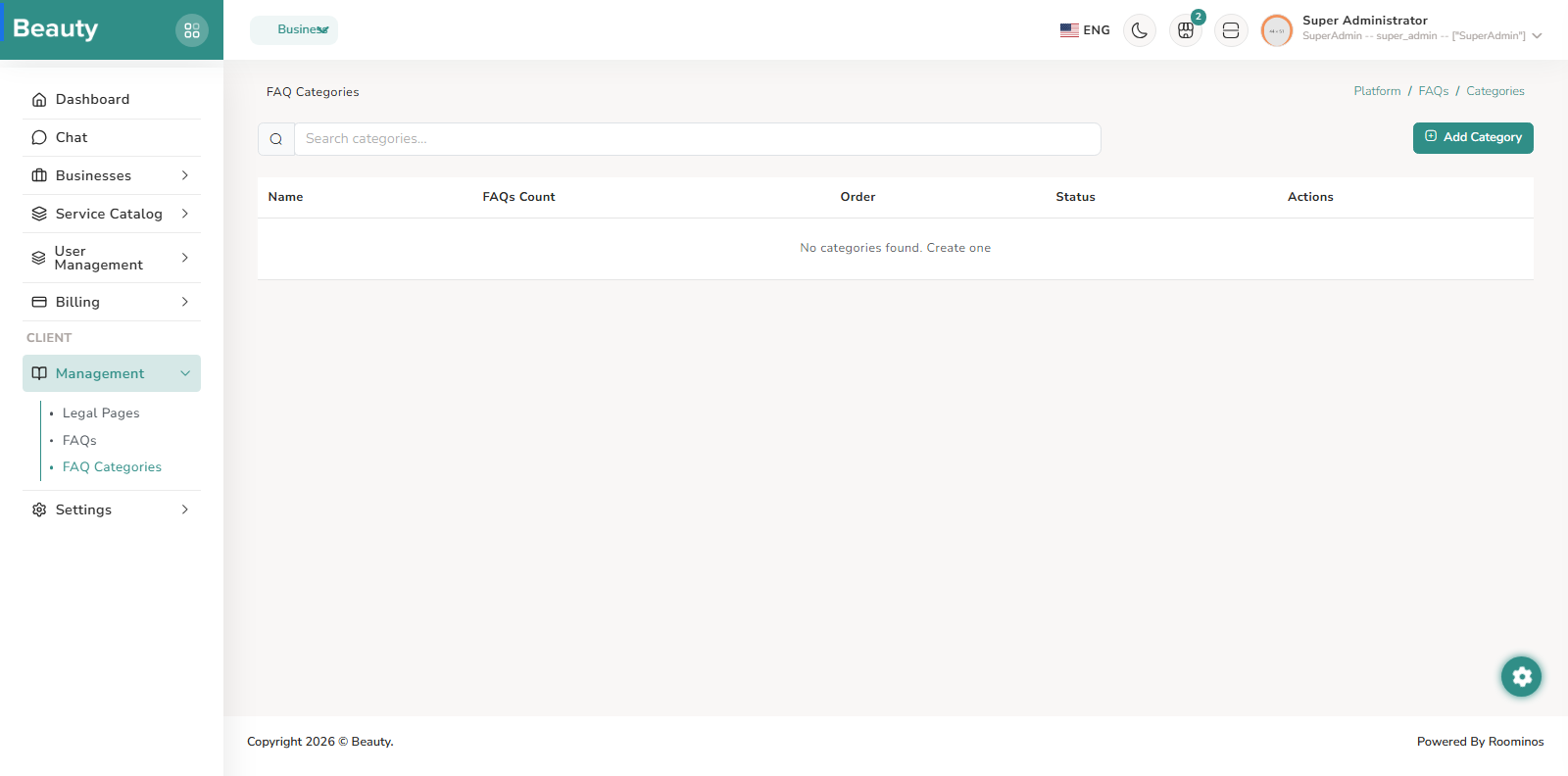 Management / FAQ Categories screenshot 1