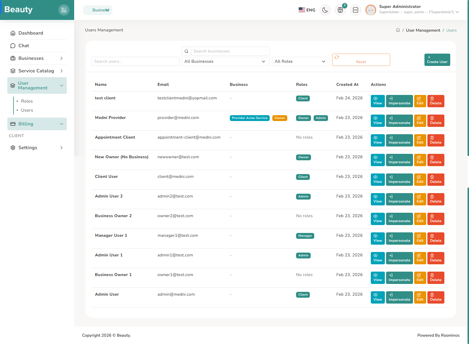 User Management / Users screenshot 1