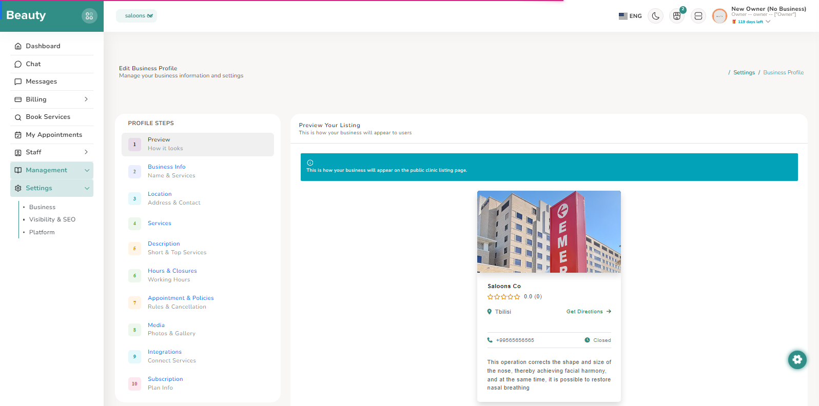 Settings / Business screenshot 1