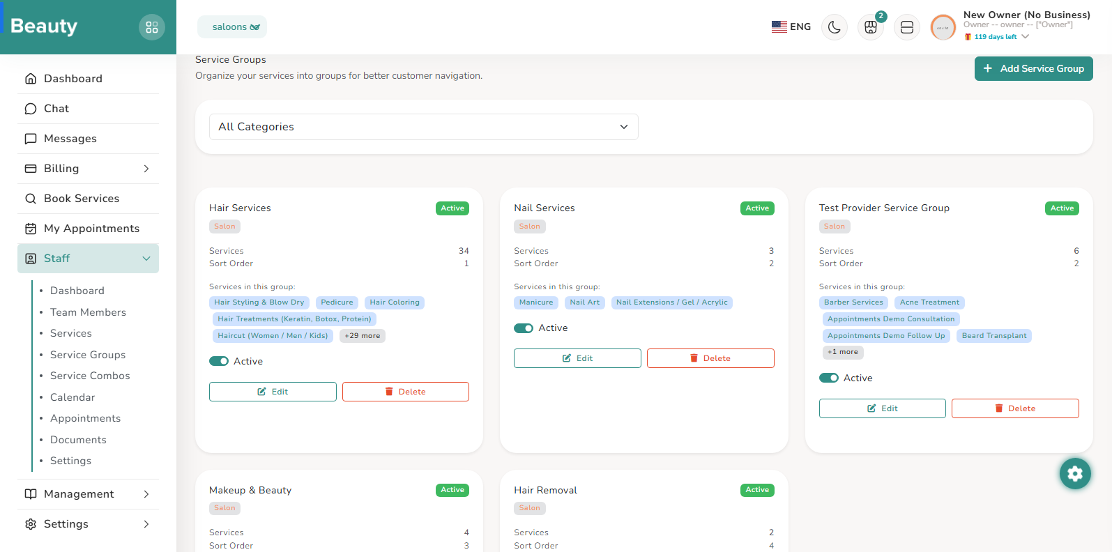 Service Groups screenshot 1